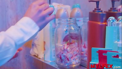 Mylfex – Public Bathroom Babe Attendant Joins with Swinger Couple