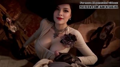 Resident Evil Lady Dimitrescu cosplay Jerking you off | Uncensored Hentai AI generated